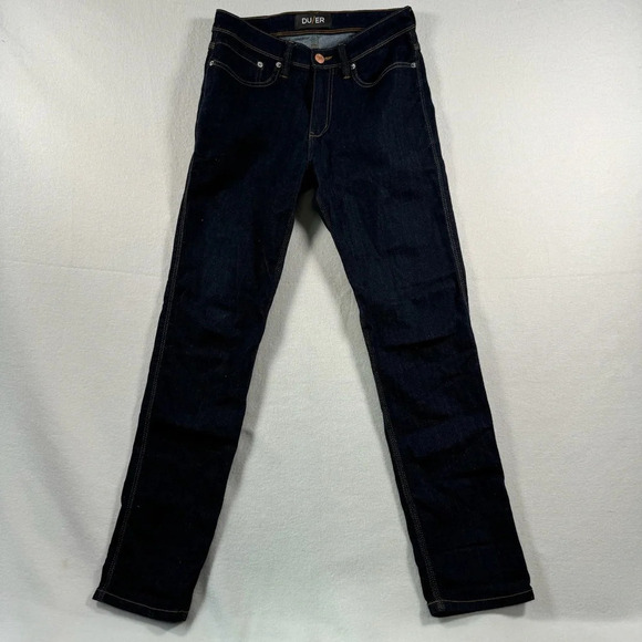 Du/Er Straight Leg L2X Slim Fit Jeans Mens Size 29X30 Dark Blue Mid Rise - Picture 2 of 13